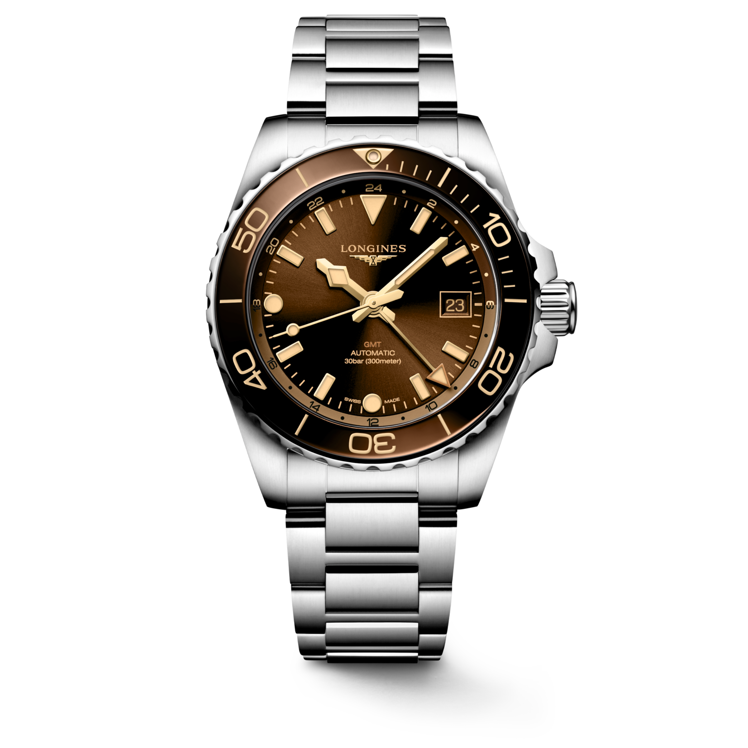 Zegarek Longines HydroConquest GMT 41 mm Brązowy
